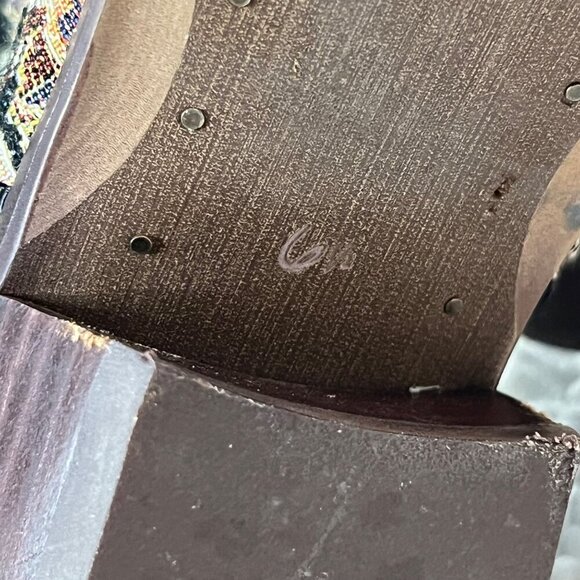 Sam Edelman Petty Black Faraj Tapestry Fabric Ankle Booties Size 6.5 - Picture 8 of 11